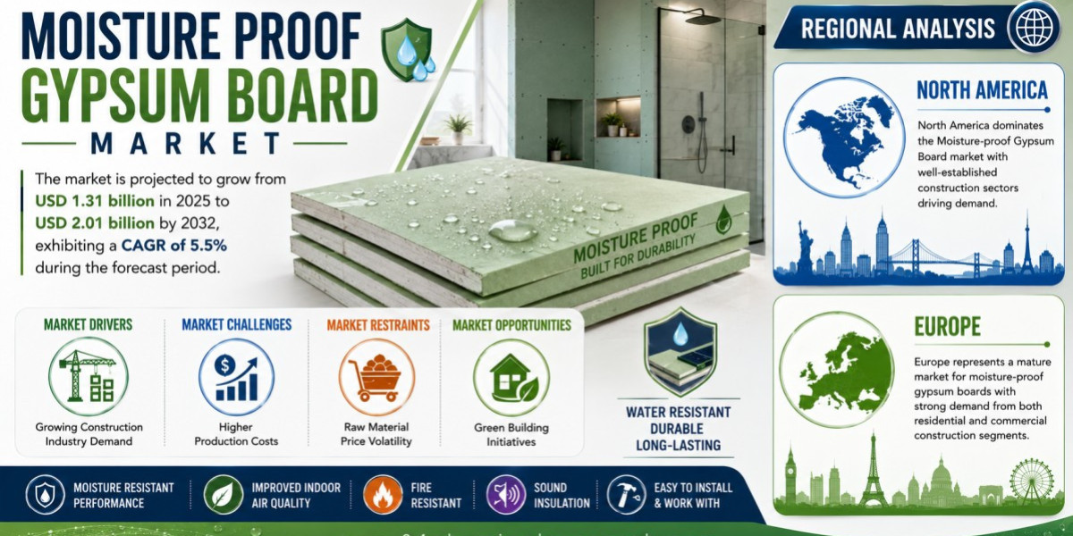 Moisture-Proof Gypsum Board Market Set to Hit USD 2.01 Billion by 2032 at 5.5% CAGR